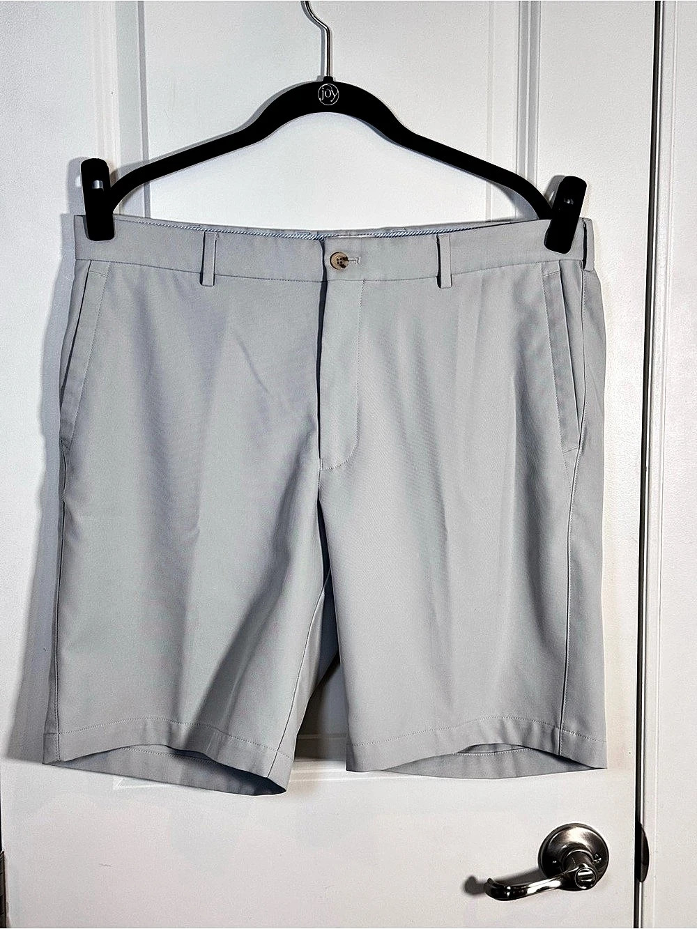 Peter Millar Salem Performance Golf Shorts Men 35 British Grey Stretch 9” Inseam